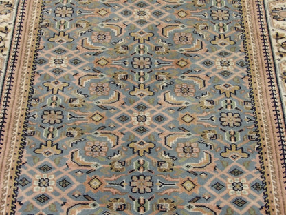 Back of hand-knotted Bidjar runner showing construction