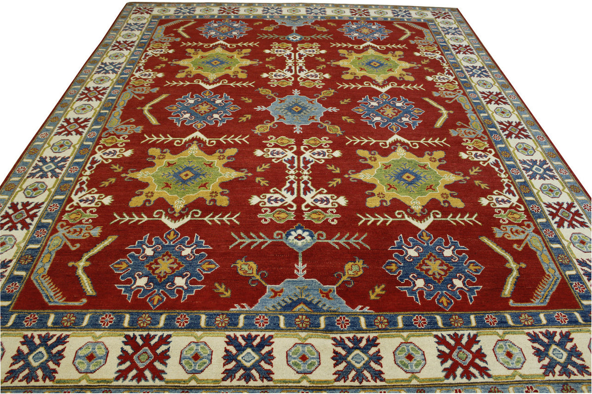 Tribal Super Kazak rug border detail