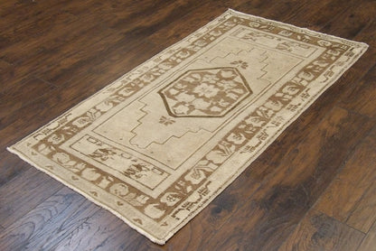 Oushak pattern detail, vintage brown rug