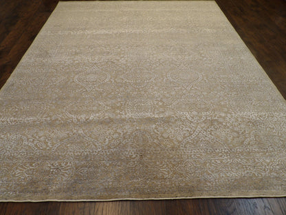 Transitional Abstract Oxidized Damask Design rug corner detail