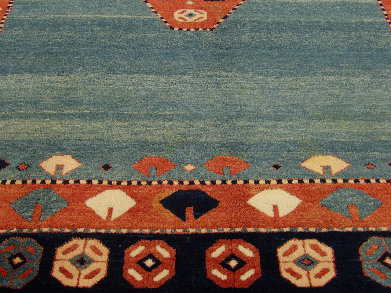 Turkish Tribal Antique Khorjan rug border detail