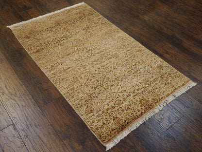 Gold modern rug in a room setting