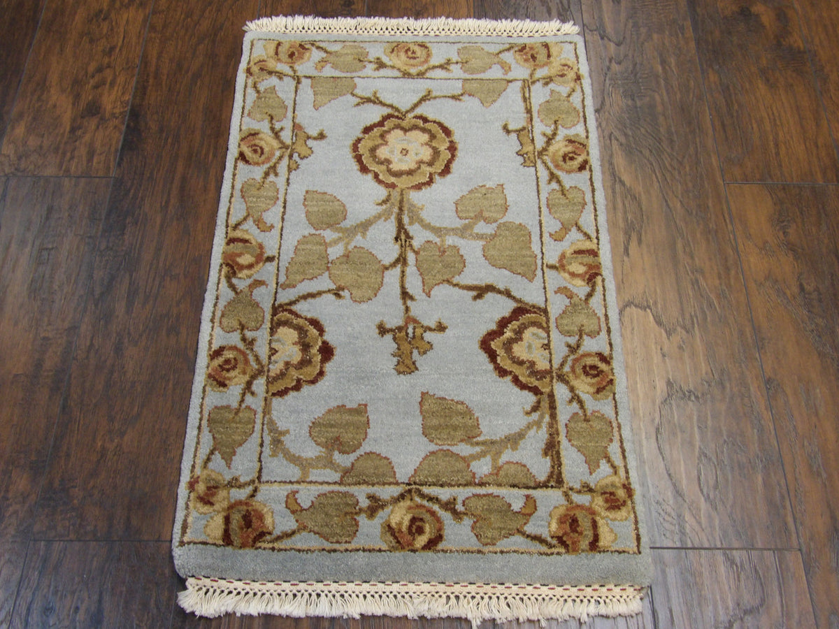 Close-up of wool pile, Blue & Beige rug