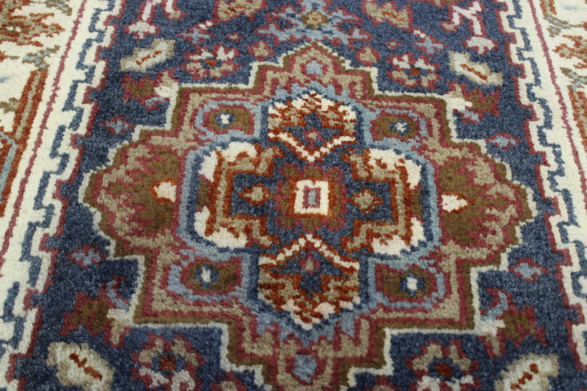 Back of Tribal Heriz hand-knotted rug