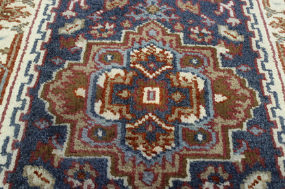 Back of Tribal Heriz hand-knotted rug