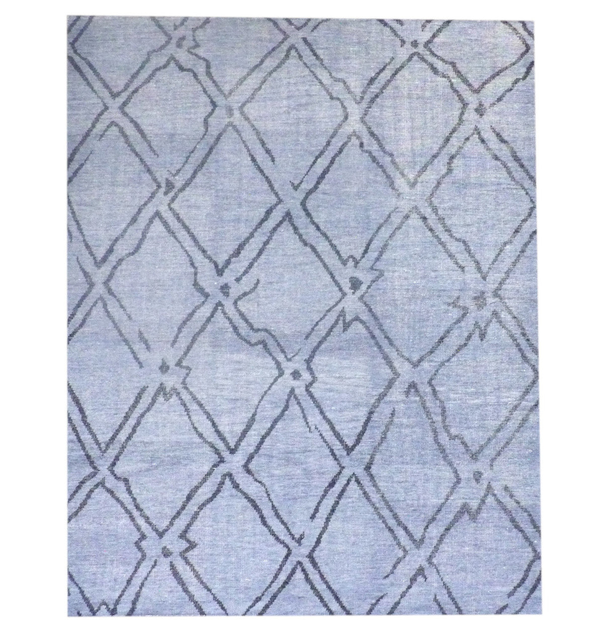 Overdye Modern Vintage Soumak Wave hand-knotted wool rug in Black & Blue, full view