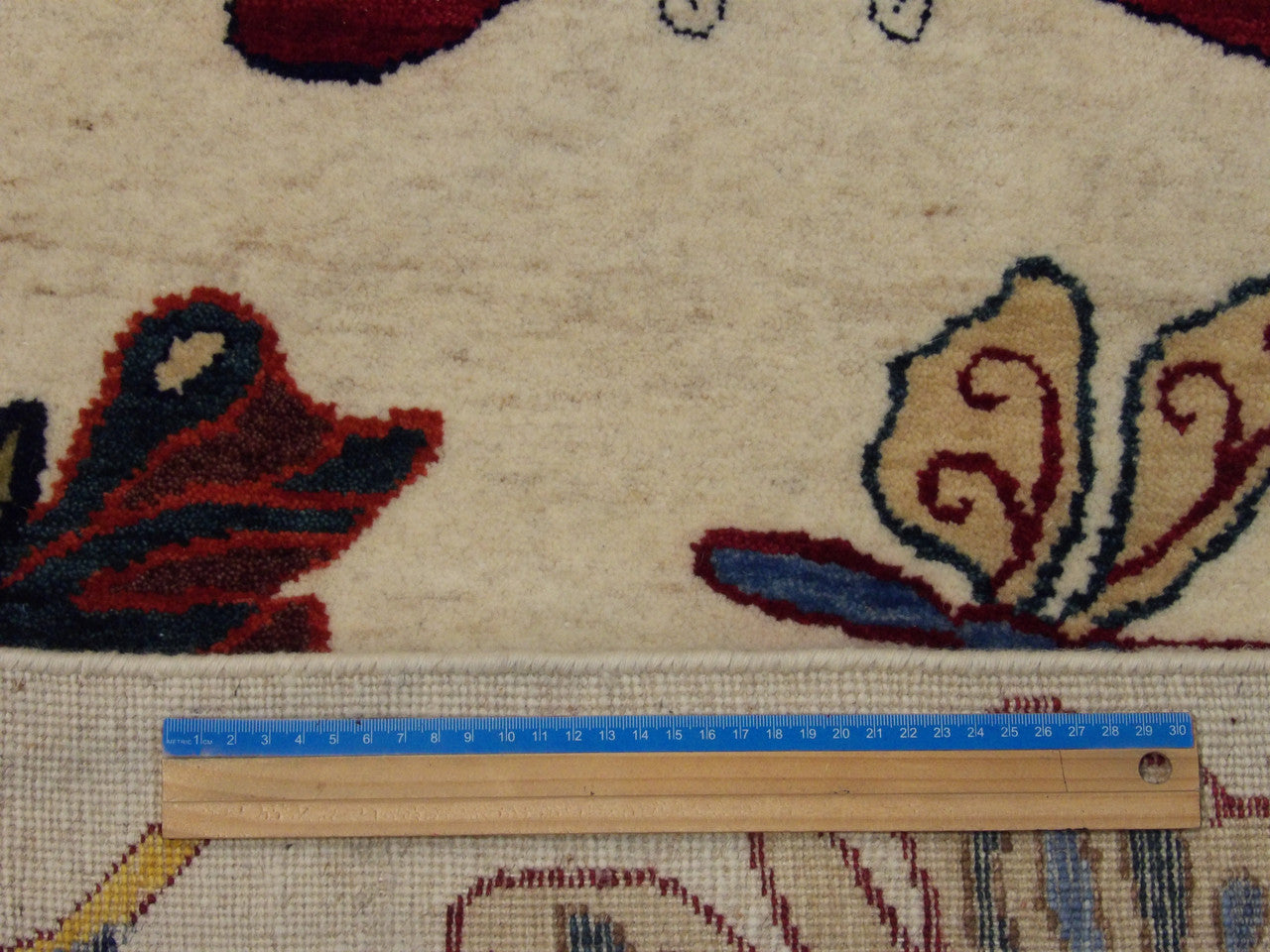 Beige & Multi-Color Modern Butterfly Design rug in room setting