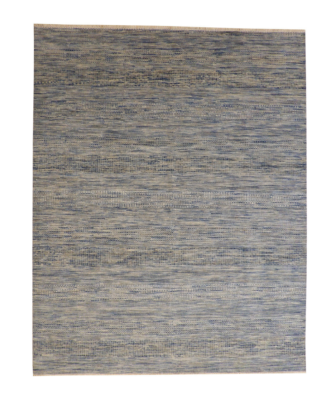 Modern Grass Design hand-knotted wool rug in Blue & Beige, full view