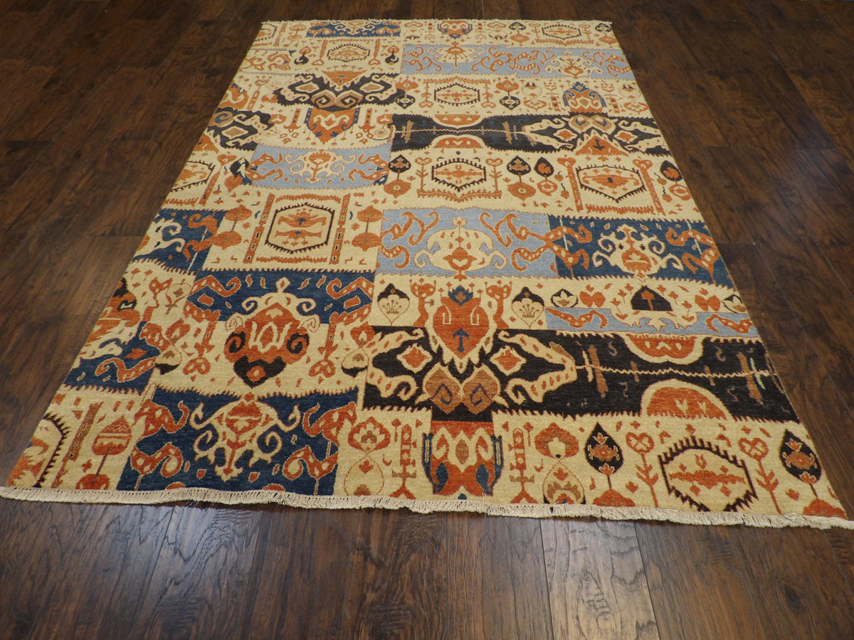 Close-up of wool pile, Black & Multi-Color rug