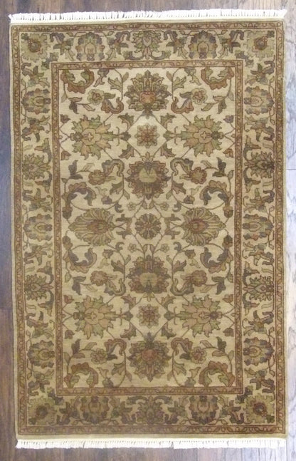 Jaipur Kashan Antique Wash hand-knotted wool rug in Gold, full view