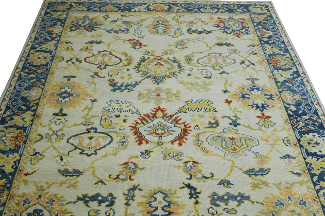 Oushak Colorful Ziegler rug corner detail