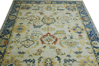 Oushak Colorful Ziegler rug corner detail