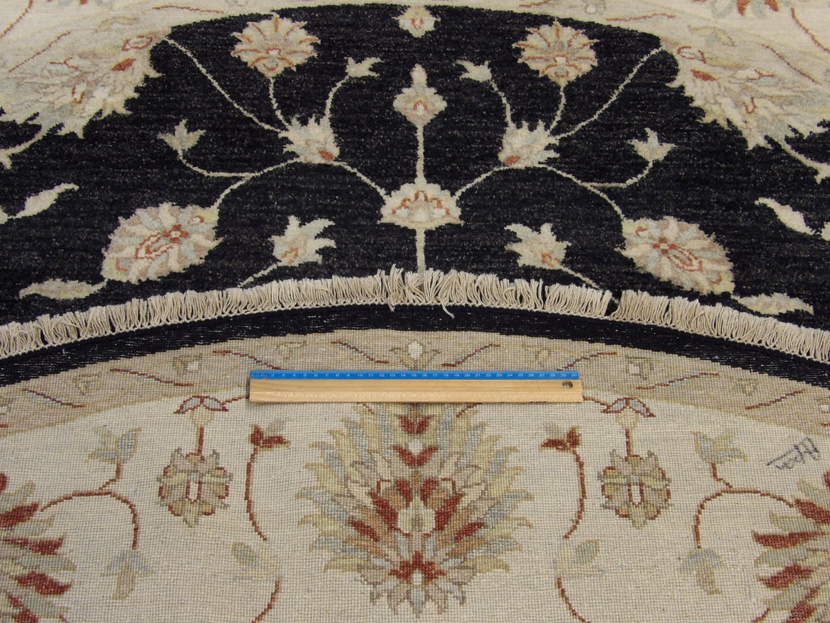 Ziegler Oushak / Peshawar hand-knotted wool rug in Black, 8'0" x 8'0", SKU w509