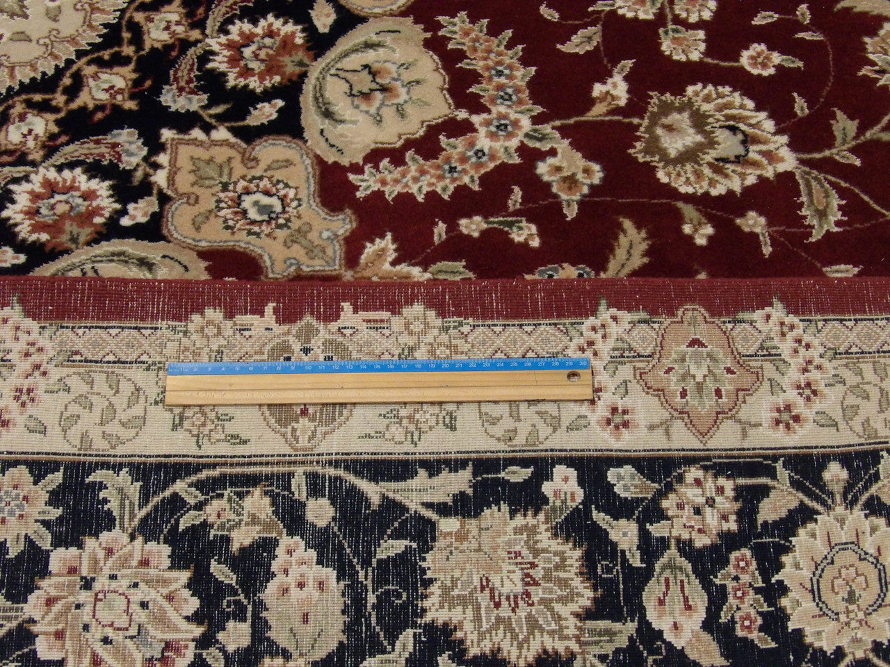 Blue & Red Sino Persian Qum rug in room setting