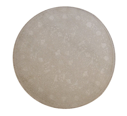 Transitional Indo Haji Jalili hand-knotted wool-silk rug in Silver, full view