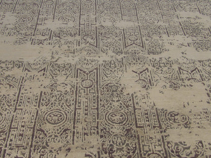 Ikat Oxidized Carved Silky rug border detail