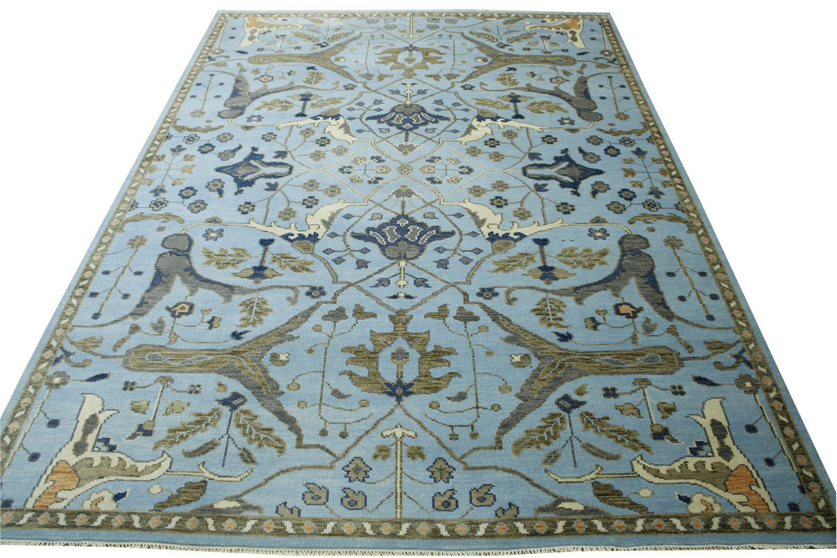 Close-up of wool pile, Blue & Gray rug