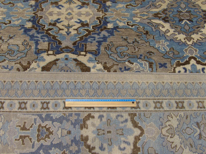 Ikat resist-dye pattern detail, gray and blue rug