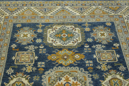 Tribal Super Kazak rug corner detail