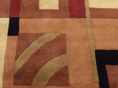 Modern geometric rug border detail, multi-color