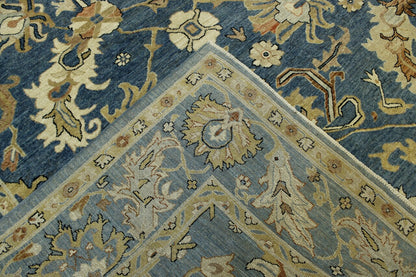Oushak Chobi hand-knotted wool rug in Blue, full view
