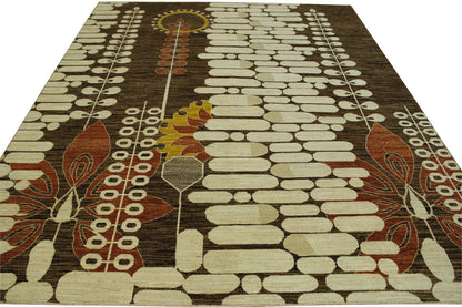 Close-up of wool pile, Beige & Rust rug