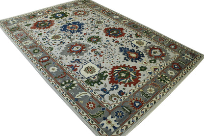 Close-up of wool pile, Gray & Beige rug