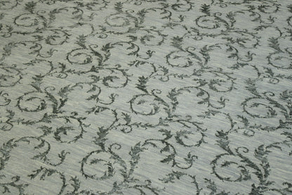 Green & Gray Transitional Leaf Design rug in room setting