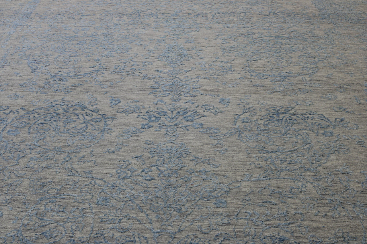 Back of Transitional Abstract Broken Design hand-knotted rug