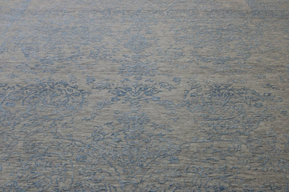 Back of Transitional Abstract Broken Design hand-knotted rug
