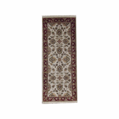 Jaipur Kashan hand-knotted wool rug in Beige & Red, full view