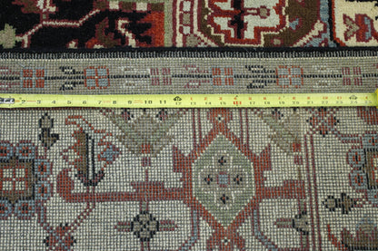 Close-up of wool pile, Black & Beige rug