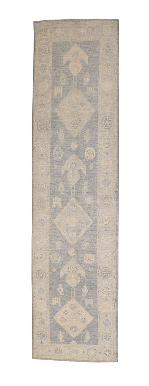 Oushak Wash Chobi hand-knotted wool rug in Blue, full view