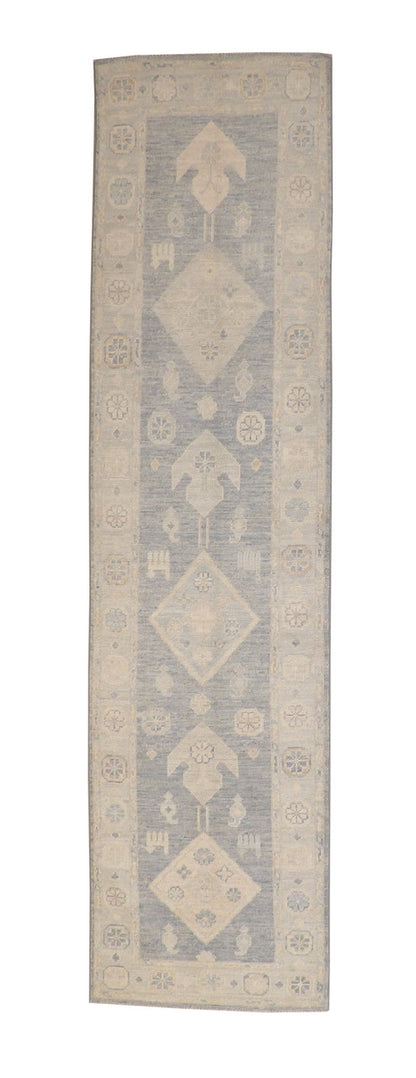 Oushak Wash Chobi hand-knotted wool rug in Blue, full view