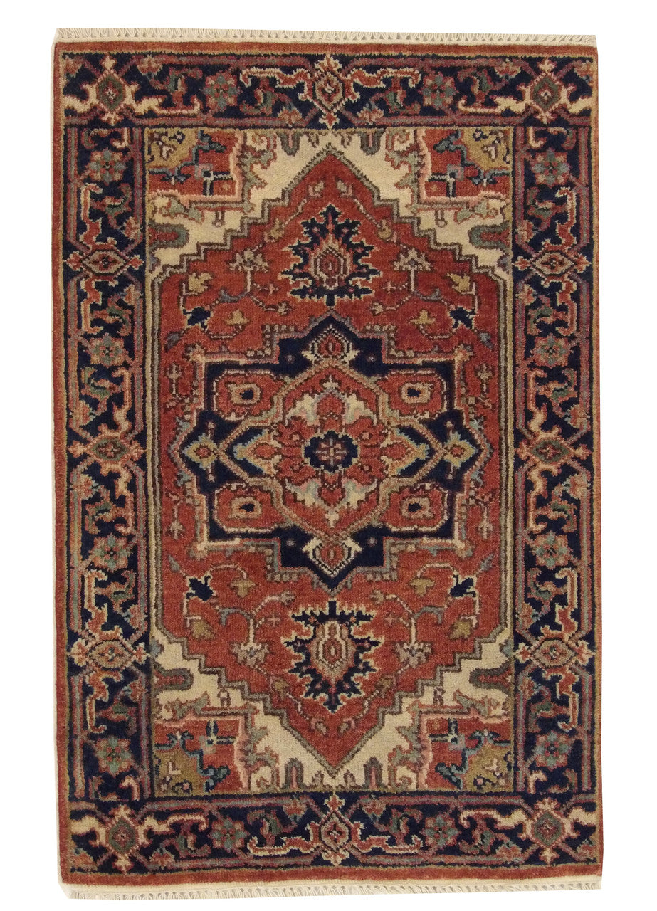 Tribal Antiquty Sherapi hand-knotted wool rug in Rust, full view