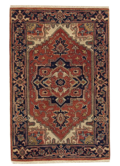 Tribal Antiquty Sherapi hand-knotted wool rug in Rust, full view