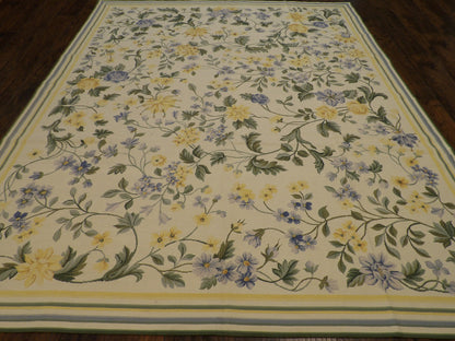 Close-up of wool pile, Green & White rug