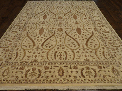 Close-up of wool-silk pile, Beige rug