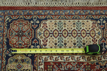 Tribal Mamluk Design hand-knotted wool rug in Blue & Red, full view