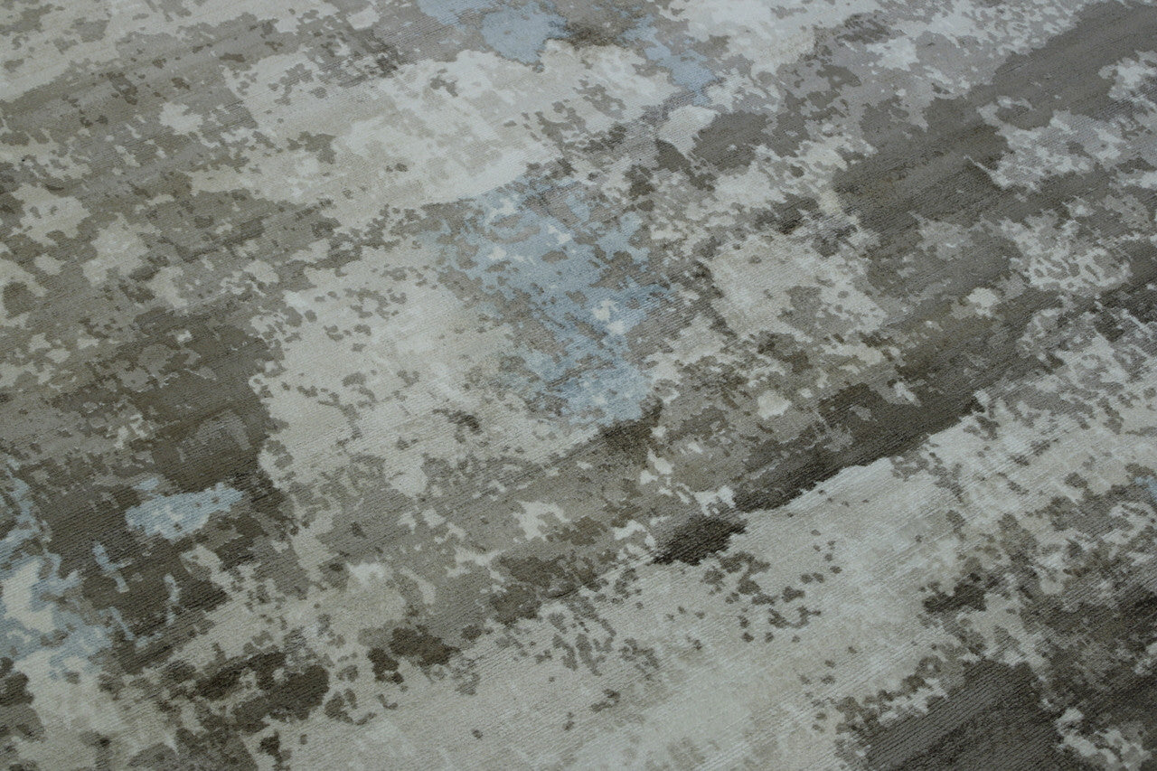 Close-up of silk pile, Multi-Color & White rug