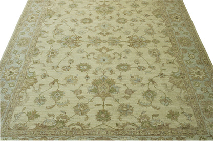 Close-up of wool pile, Blue & Beige rug