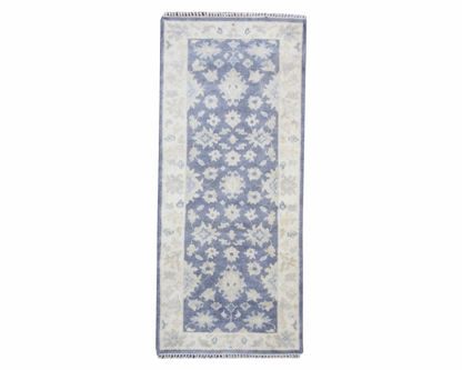 Wash Turk Oushak hand-knotted wool rug in Gold & Gray, full view