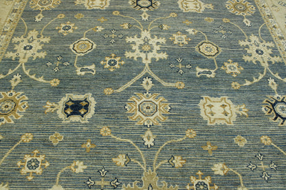 Back of Oushak Chobi hand-knotted rug