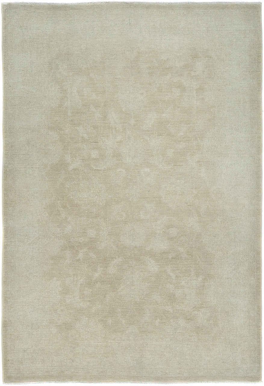 Ivory 6'8" x 9'7" Oushak Chobie Hand knotted Wool Rug - Sku: ART92343