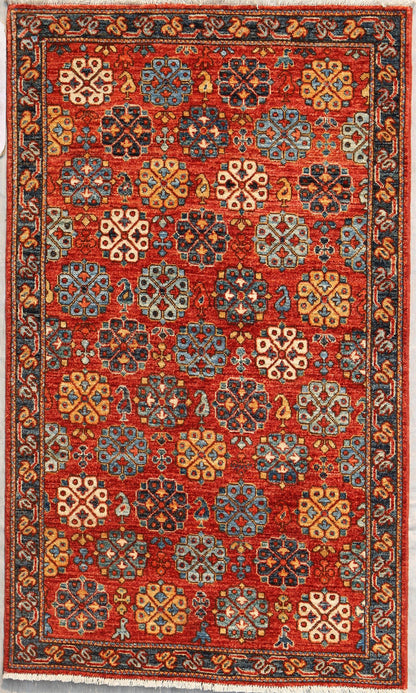 Tribal Nomad Vege Dye Wool Hand Knotted Rug 2'11''x4'11''  - AR78690