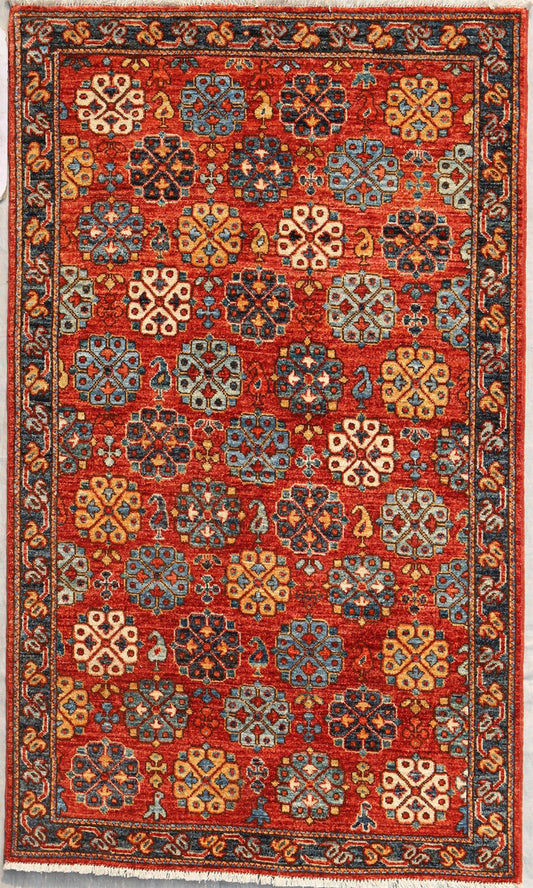 Tribal Nomad Vege Dye Wool Hand Knotted Rug 2'11''x4'11''  - AR78690