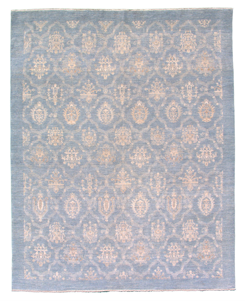 Blue 7'10" x 9'11" Tribal Ikat Transitional Hand knotted Wool Rug - Sku: ART27556
