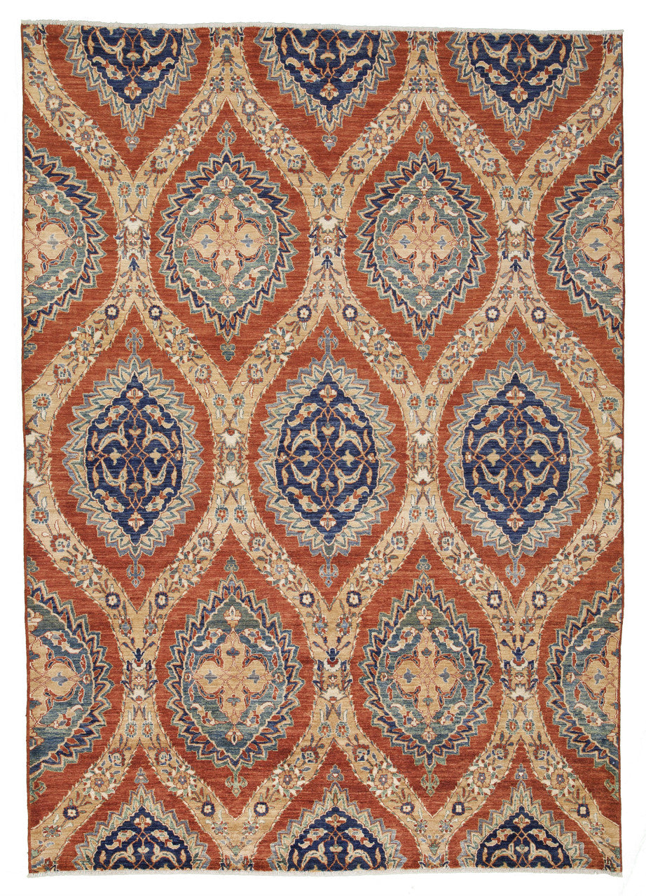 Red 8'11" x 12'6" Tribal Kazak Hand knotted Wool Rug - Sku: ART39633