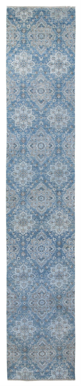 Fine Oushak Khotan Silk and Wool Hand Knotted Rug 2'06''x13'11''  - AR53971