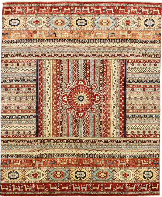 Tribal Nomad Vege Dye Wool Hand Knotted Rug 8'00''x9'09''  - AR72926